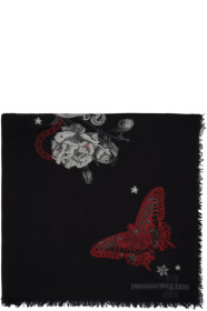 Alexander McQueen - Black Tattoo Skull Shawl Scarf