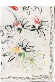 Alexander McQueen - White Silk Endangered Flowers Scarf