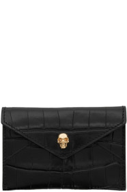 Alexander McQueen - Black Croc Skull Envelope Card Holder