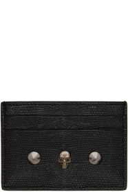 Alexander McQueen - 黑色 Skull & Stud 蜥蜴纹卡包