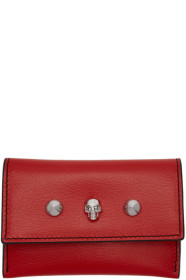 Alexander McQueen - 红色 Skull & Stud 信封卡包