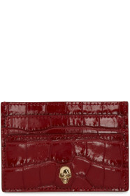 Alexander McQueen - レッド クロコ スカル スタッド カード ホルダー