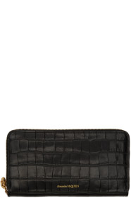 Alexander McQueen - Black Croc Continental Zip Wallet