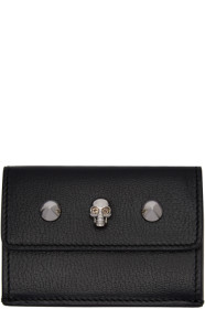 Alexander McQueen - 黑色迷你 Skull & Stud 三折钱包
