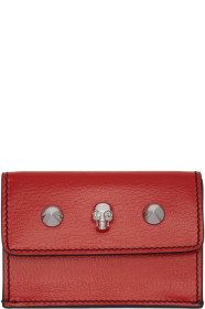Alexander McQueen - 红色迷你 Skull & Stud 三折钱包
