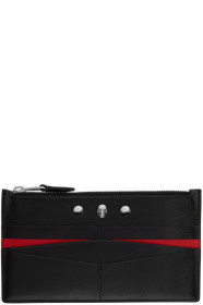 Alexander McQueen - 黑色 & 红色 Skull & Stud 拉链钱包
