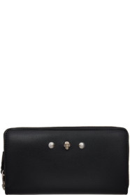 Alexander McQueen - 黑色 Skull & Stud 环绕式拉链钱包