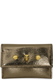 Alexander McQueen - カーキ リザード スカル スタッド エンベロープ カード ホルダー