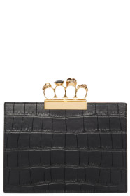 Alexander McQueen - Black Croc Small Four Ring Clutch