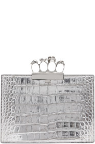 Alexander McQueen - Silver Croc Small Four Ring Clutch