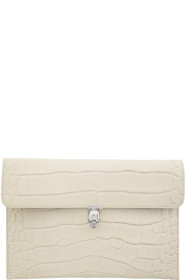 Alexander McQueen - Pochette enveloppe blanc cassé Skull