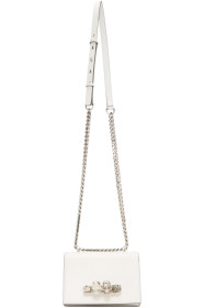 Alexander McQueen - Sac embossé façon serpent blanc cassé Small Jewelled