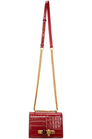 Alexander McQueen - Sac embossé façon croco rouge Small Jewelled Satchel