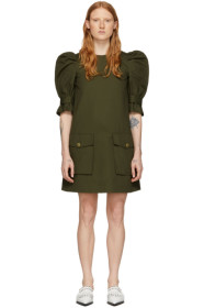 Alexander McQueen - Khaki Puff Sleeves Cargo Dress