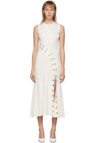 Alexander McQueen - ホワイト リブ ニット アイレット ドレス