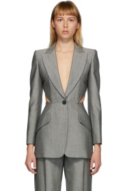 Alexander McQueen - Grey Cut-Out Blazer