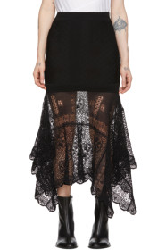 Alexander McQueen - ブラック パッチワーク レース ニット スカート