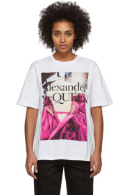 Alexander McQueen - ホワイト ピンク ローズ T シャツ