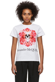 Alexander McQueen - ホワイト フラワー スカル T シャツ