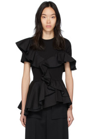 Alexander McQueen - ブラック ラッフル T シャツ