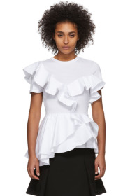 Alexander McQueen - ホワイト ラッフル T シャツ