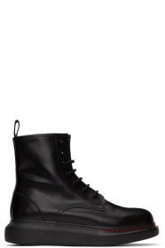 Alexander McQueen - Bottes militaires noires Contrast Sole Hybrid