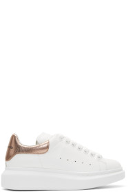 Alexander McQueen - White & Rose Gold Metallic Oversized Sneakers