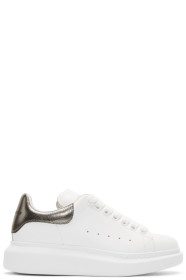 Alexander McQueen - White & Gunmetal Metallic Oversized Sneakers