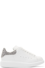 Alexander McQueen - SSENSE Exclusive White & Silver Glitter Oversized Sneakers
