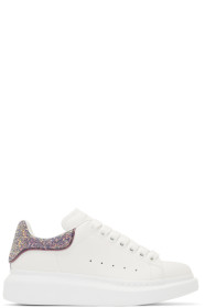 Alexander McQueen - SSENSE Exclusive White & Purple Glitter Oversized Sneakers
