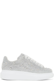 Alexander McQueen - Silver & White Crystal Oversized Sneakers