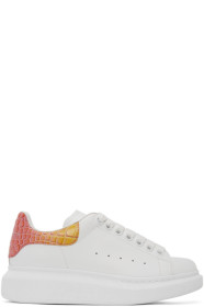 Alexander McQueen - White & Pink Croc Oversized Sneakers