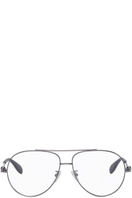 Alexander McQueen - Gunmetal Aviator Glasses