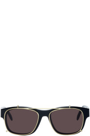 Alexander McQueen - Black & Gold Rectangular 54 Sunglasses