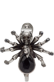 Alexander McQueen - Silver & Black Spider Single Earring
