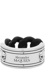 Alexander McQueen - Bague à chaîne argentée et cuivrée Identity