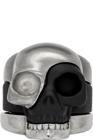 Alexander McQueen - Ensemble de bagues gris acier Divided Skull