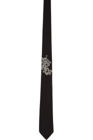 Alexander McQueen - Black & White Ivy Monogram Tie