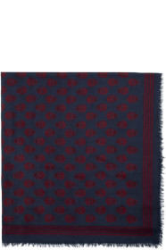 Alexander McQueen - Navy & Burgundy Biker Scarf