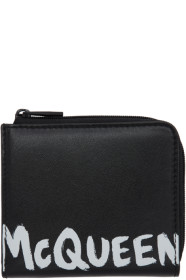 Alexander McQueen - Pochette à monnaie à glissière noire Graffiti