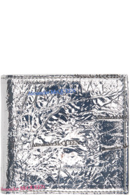 Alexander McQueen - Portefeuille à deux volets argenté