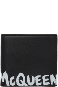 Alexander McQueen - Portefeuille à deux volets noir Graffiti