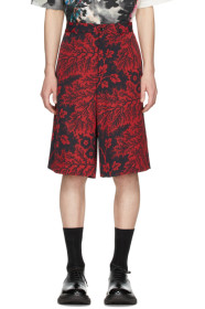 Alexander McQueen - Black & Red Ivy Creeper Shorts