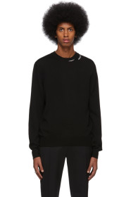 Alexander McQueen - Pull en laine noir Slash Detail