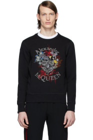 Alexander McQueen - Black Glowing Botanical Skull Sweatshirt