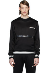 Alexander McQueen - Pull molletonné à logo brodé et à poche noir