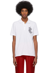 Alexander McQueen - Polo à logo brodé blanc