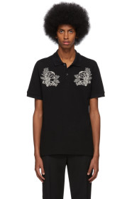 Alexander McQueen - Polo noir Embroidered Skulls