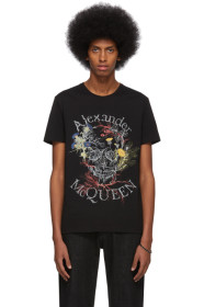 Alexander McQueen - T-shirt noir Glowing Botanical Skull