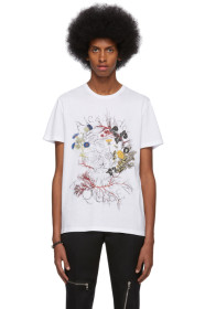 Alexander McQueen - T-shirt blanc Glowing Botanical Skull